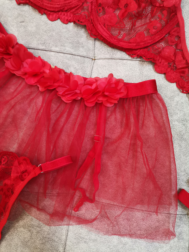 ست فانتزی مدل شکوفه گارتر دار - 5تکه لارج.ایکسلارج