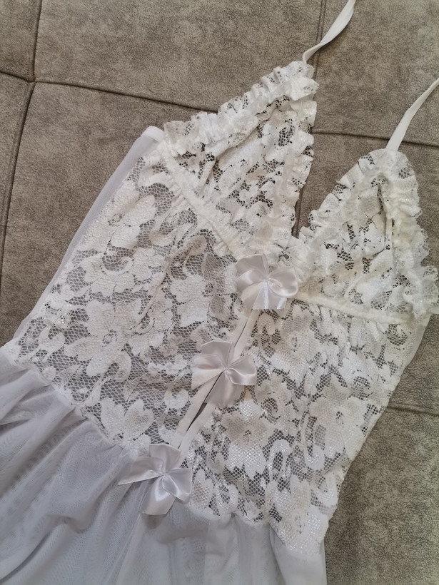 بادی رامپر یکسره سرهمی فانتزی زنانه تور گیپور مدل بند گره ای فریسایز لارج تکسایز 38تا42