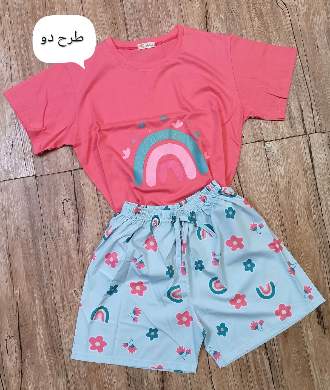 ست تیشرت و شورتک راحتی خانگی زنانه دخترانه عروسکی پینترستی فریسایز تا 44ریز