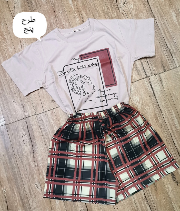 ست تیشرت و شورتک راحتی خانگی زنانه دخترانه عروسکی پینترستی فریسایز تا 44ریز