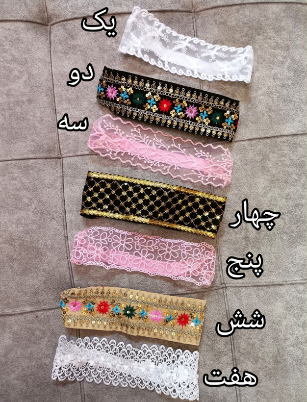 هدبند تور دانتل کارشده پولکی سوزن دوزی و ساده زنانه دخترانه پشت کشی