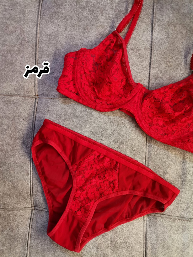 ست سوتین و شورت فنردار زنانه تور دانتل مدل کاپ کامل سایزبندی 75-90