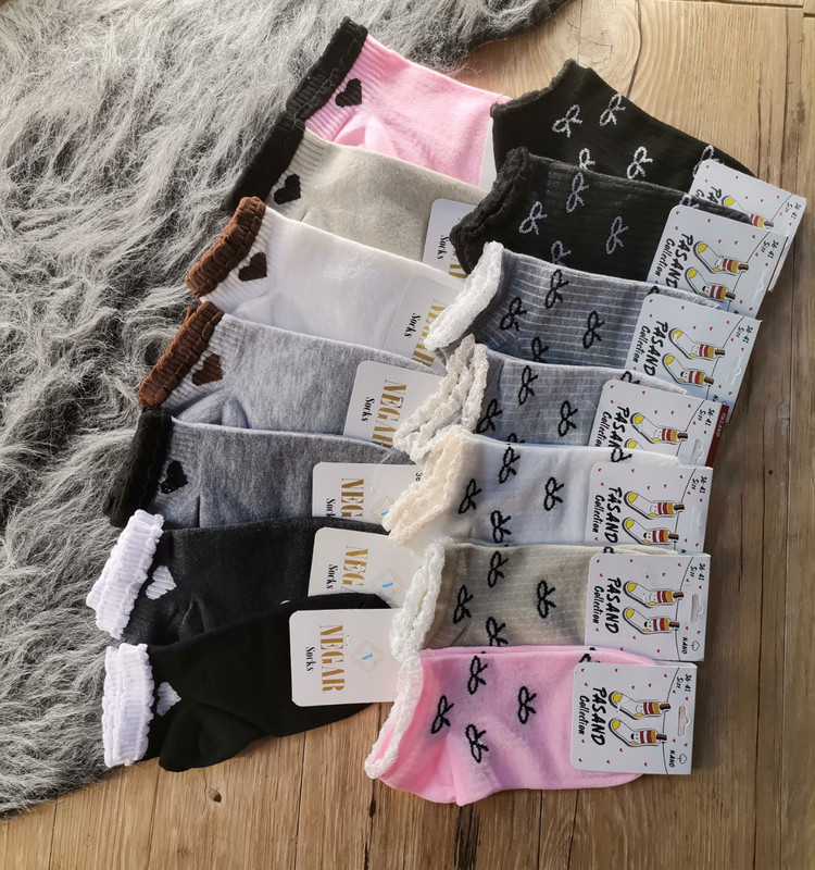 جوراب مچی زنانه دخترانه عروسکی لبه چین چینی فریسایز 35تا41ریز